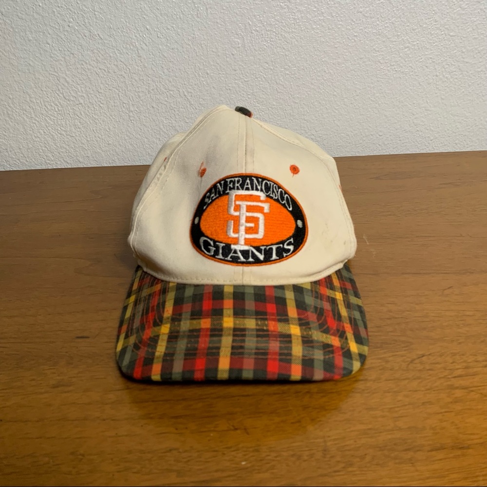 Vintage MLB Baseball San Francisco Giants Two Tone Plaid Brim Baseball Cap